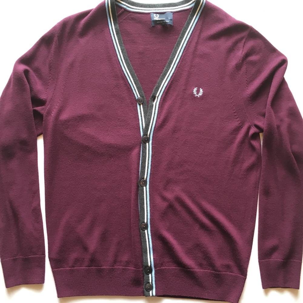 Men’s Fred Perry cardigan sweater.
